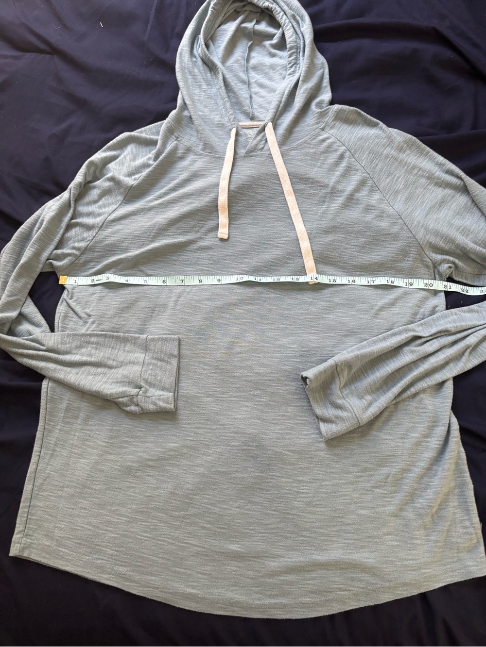 Free Fly Apparel Light Bay Blue Men's Bamboo Pullover Long Sleeve Slub Hoodie - Picture 5 of 6